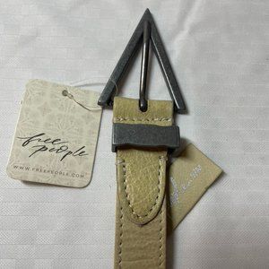 Free People Creme Belt with triangle buckle- size small/medium